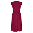 thumbnail image 6 of IROINNID Women's A-Line Dress Fashion Solid Color Dress V-Neck Comfort Waist Dress, 6 of 9