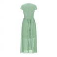 thumbnail image 5 of SDNall Bridesmaid Dresses for Women 2024 Wedding Guest Dresses for Women Solid Color Short Sleeve V-Neck Dress Maxi Dress (Mint Green,Sizes：S-5XL), 5 of 9