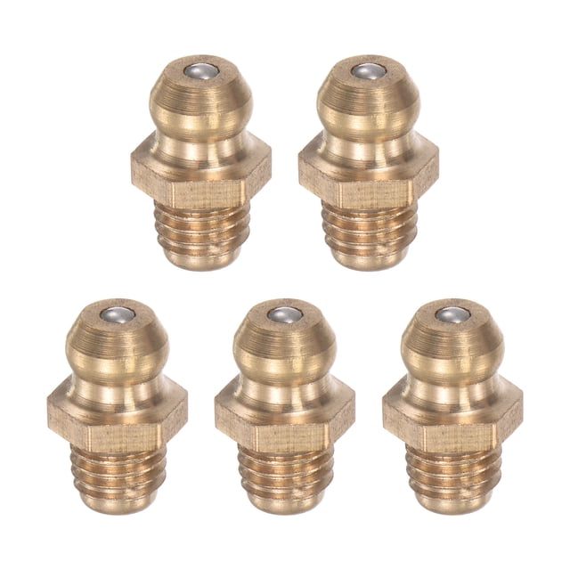 Latón Recto Grasa Acople G1/4 Rosca 8mm Ancho Hidráulico Engrasador Accesorios, 5 Piezas