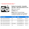 thumbnail image 2 of Radiator Fan Assembly - Compatible with 2004 - 2005 Toyota Sienna 3.3L V6, 2 of 2