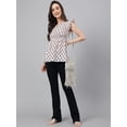 thumbnail image 3 of Janasya Indian Women's White Cotton Floral Print Flared Top, 3 of 8