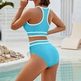 thumbnail image 3 of Women's Neck Top High Waisted Bikini Set Sport Color Matching Swimsuit Two Piece Set Swim Suit Tops for Juniors Bathing Suit Shirts for Juniors Swimsuit Top Size Small Supportive Swimsuits for Women, 3 of 4
