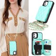thumbnail image 2 of Allytech Crossbody Wallet Case for iPhone 12/12 Pro, Quilted PU Leather Zipper Handbag Purse Flip Kickstand Folio Card Slots Holder Wrist Strap Lanyard Cover for iPhone 12/12 Pro 6.1", Green, 2 of 6
