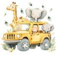 thumbnail image 3 of Adhesivos de pared con dibujos animados de animales de la selva, jirafa, elefante y mono, 3 of 4