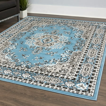 Global Rug Design Loma LOM01 Blue 7'8" x 10'7" Area Rug