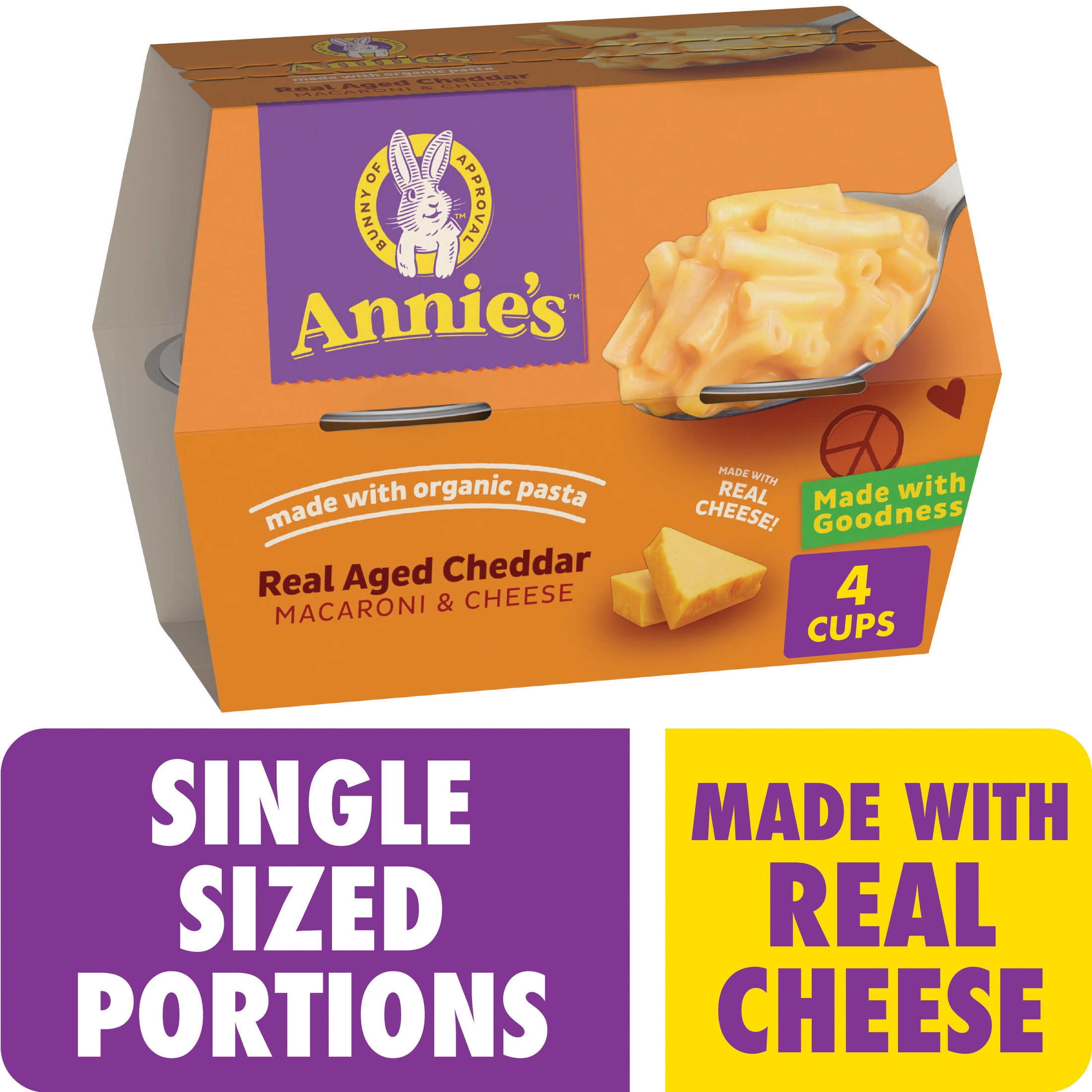 (3 pack) Annie's Real Aged Cheddar Microwave Mac and Cheese with Organic Pasta, 4 Cups, 8.04 oz