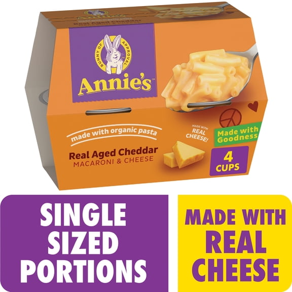 Annie's Real Aged Cheddar Microwave Mac and Cheese with Organic Pasta, 4 Cups, 8.04 oz