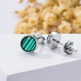 thumbnail image 2 of CACA LADY Green Malachite Earrings Faith Hope Love Earrings Round Ball Stud Earrings, 2 of 5