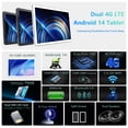 thumbnail image 5 of 10.1in Android 14 Tablet 14gb RAM 128gb ROM, Octa-Core 4G Cellular Tablet with keyboard, FHD IPS Incell Screen, Wifi, GPS,13MP+8MP, 8000mAh, 5 of 11