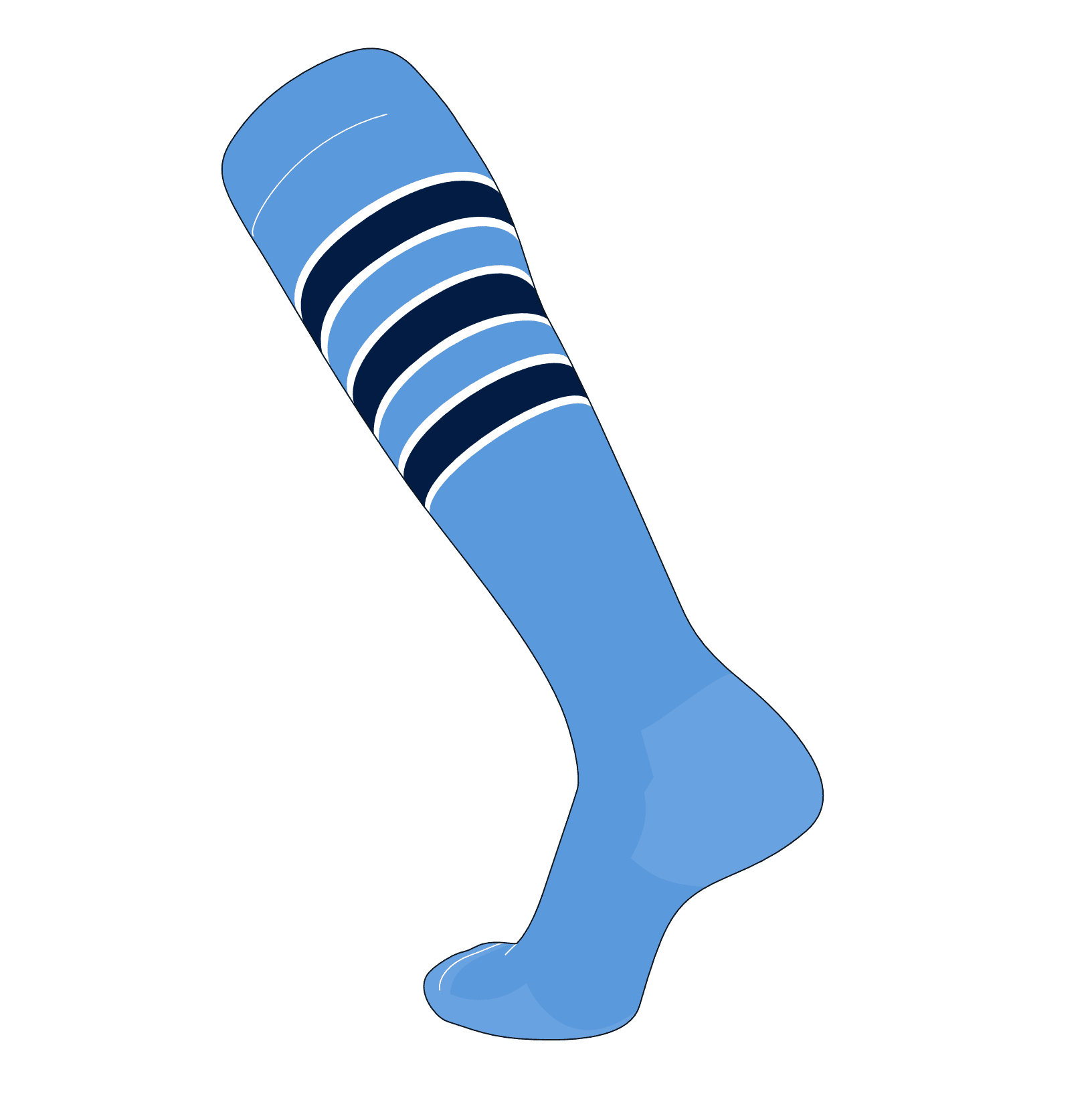 TCK Elite Baseball Football Knee High Striped Socks (D) Baby Blue