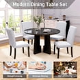 thumbnail image 2 of Harper & Bright Designs 5 Piece Round Dining Table Set for 4, Modern Marble Dining Table and 4 High Back Upholstered Chairs for Dining Room Kitchen, Beige+Black, 2 of 19