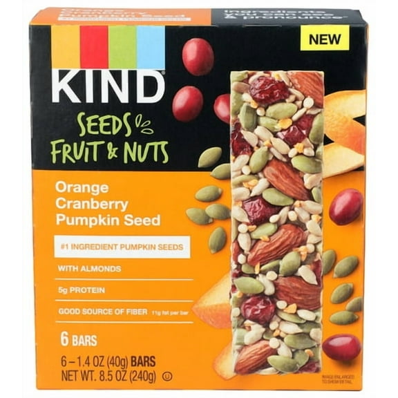 (Pack of 6) Kind Bar Orange Cb Pumpkin Seed 8.5 Oz