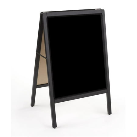 Sandwich Board Sign - Sandwich Board with 22x28 Black Write-on Surface, Two-Sided Sidewalk Sign - Black Finished Wood Frame (SVBR2228ES)