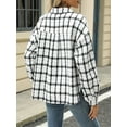 thumbnail image 2 of Cuteduck Women Plaid Fashion Jacket Button Up Long Sleeve Fall Casual Dressy Loose Coat with Pockets S-XL, 2 of 7