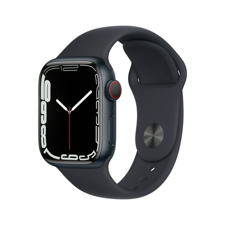 Apple Watch Series 7 GPS + Cellular, 41mm Midnight Aluminum Case with Midnight Sport Band - Regular