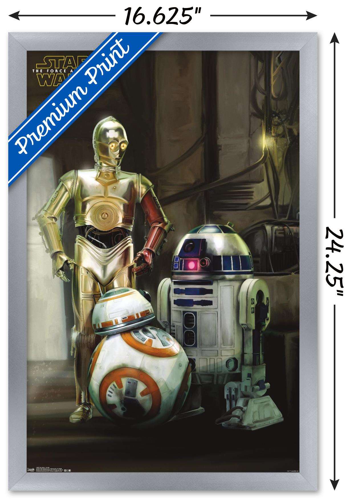 Star Wars: The Force Awakens - Droids Wall Poster, 14.725" x 22.375", Framed