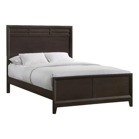 Pemberly Row Contemporary 63"W Queen Panel Wood Bed in Merlot