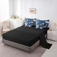 thumbnail image 5 of Castle Fairy Basketball Gamer Collage Queen Bedding 7pcs, Sport Geometric Grid Bedding Comforter Set Queen, Black Navy Blue,Black Reversible, 5 of 7
