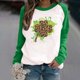 thumbnail image 2 of Moda mujer primavera Patchwork St. Patrick's Day impreso manga larga cuello redondo Casual Tee Tops Pompotops  gfhjh20084, 2 of 4