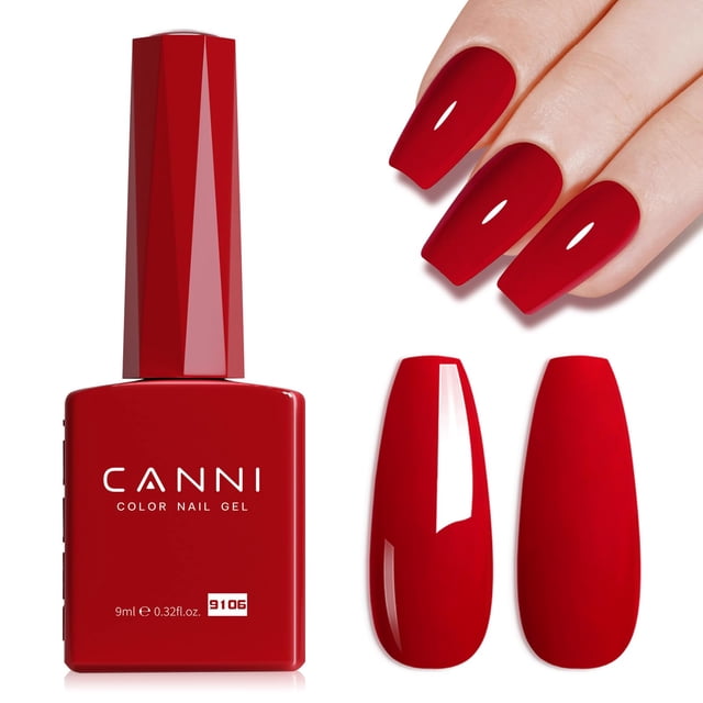 Esmalte de uñas en gel CANNI, color rojo granate, alto brillo, 10 ml