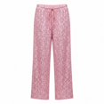 thumbnail image 6 of Sevevn Women's Glitter Sequin Straight Wide Leg Casual Pants Elastic Drawstring High Waist Trousers with Pockets Multi-Occasion Party Night Out Wear, 6 of 6