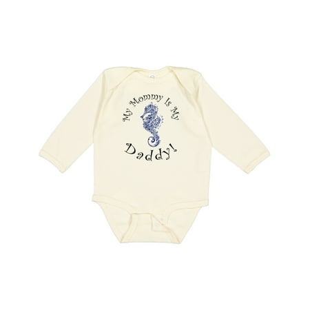 

Inktastic My Mommy is My Daddy - Seahorse Deep Blue Gift Baby Boy or Baby Girl Long Sleeve Bodysuit