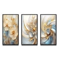 thumbnail image 2 of Designart "White Violets in Retro Bloom" Fractals Framed Wall Art Set Of 3 - White Transitional Frame Gallery Wall Set For Home Decor, 2 of 6