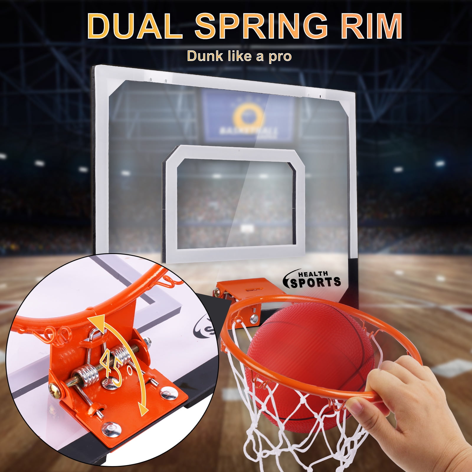 AOKESI Indoor Basketball Hoop Set for Kids, Basketball Hoops with 3 Balls & 1 Nylon Net Indoor/Outdoor Door Basketball Hoops Game Gifts for Adults