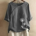 thumbnail image 2 of Birdeem Blouses pour Femmes T-Shirt Imprimé Manches Courtes Blouse Col Rond Hauts Décontractés, 2 of 12