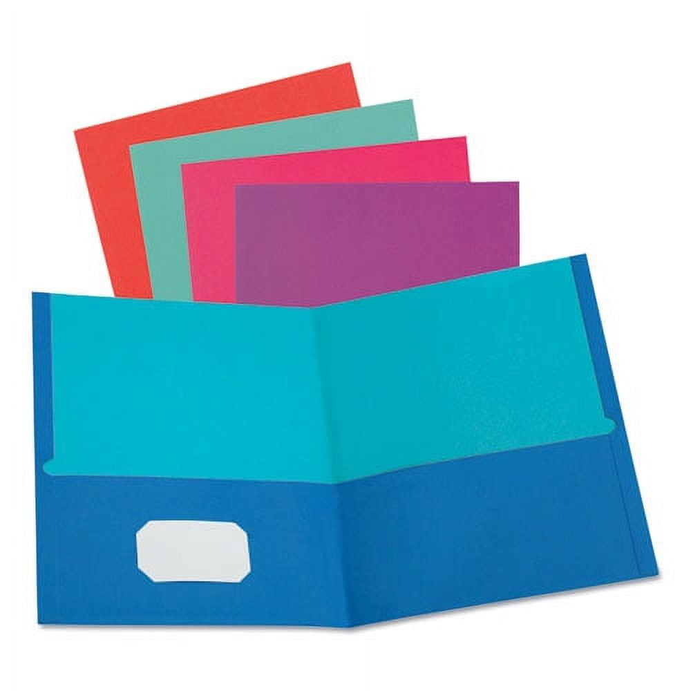 Twisted Twin Textured Pocket Folders, 100-Sheet Capacity, 11 X 8.5, Assorted Solid Colors, 10/pack | Bundle of 5 Packs