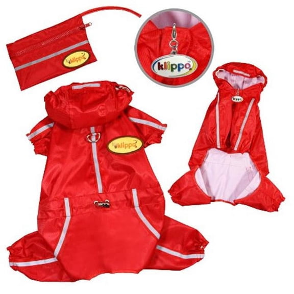 Klippo Pet KJK058XL Raincoat Bodysuit With Reflective Stripes & Matching Pouch - Extra Large