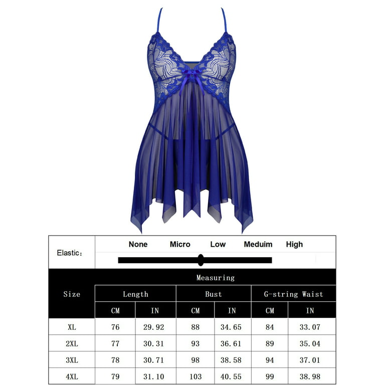 Chama Plus Size Lingerie for Women Lace Babydoll Sexy Chemise V