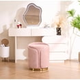 thumbnail image 6 of Swivel Vanity Stool with Back Comfy Vanity Chair with Gold Base Modern Round Stool for Makeup Vanity Ottoman Foot Rest for Bedroom livingroom (Pink), 6 of 17