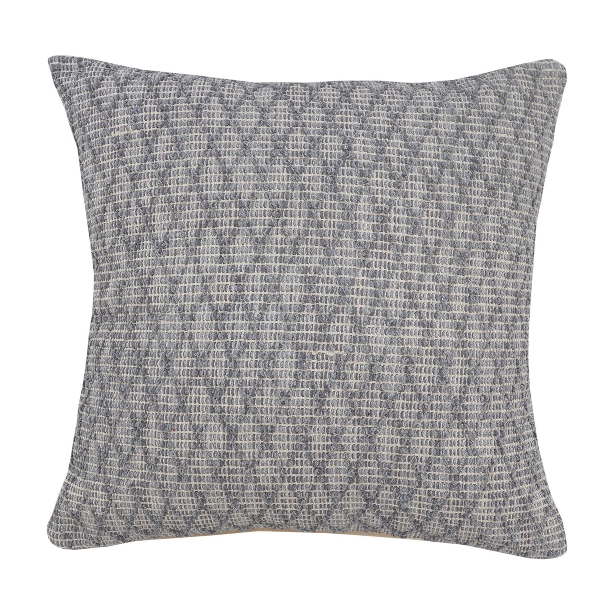 Laddha Home Designs Handwoven Over Tufted Diamond Cotton Throw Pillow Cover - 20" - Gray
