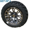 Vector 14" Gunmetal Grey Golf Cart Wheels with 23" All Terrain Tires - Set of 4