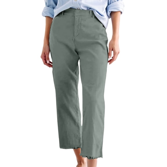 Aihuaihua Cropped Pants for Women Straight Leg Capris Summer Business Casual Work Pants Ankle Length Chino Trousers GN1 XXXL
