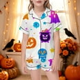 thumbnail image 2 of Gunia Little Girl Halloween Pajamas 2 Piece Button Up Short Sleeve Tops With Shorts Nightwear Pjs Sleepwear White 5-6 Years, 2 of 5