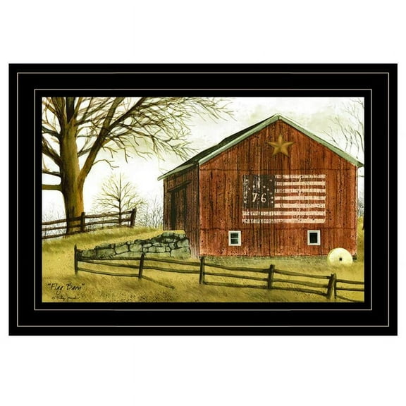 Flag Barn By Billy Jacobs Printed Framed Wall Art Wood Multi-Color