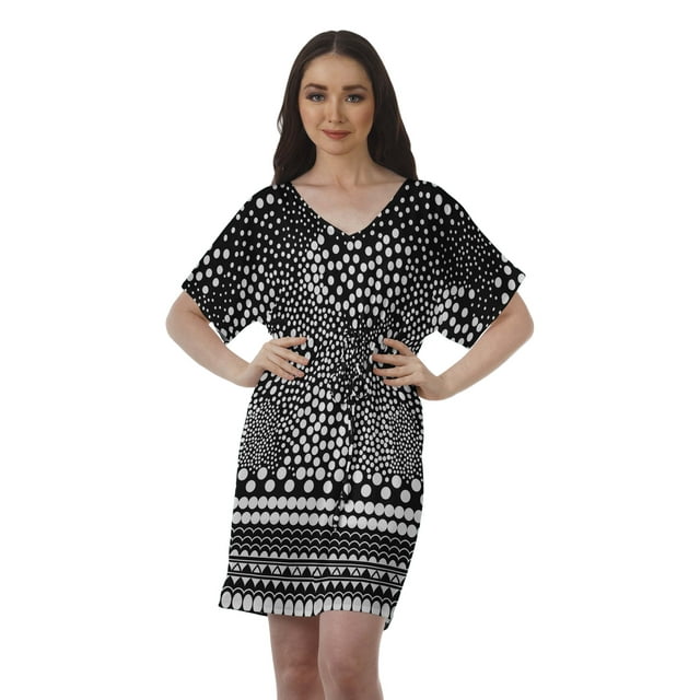 Moomaya Robes d'Anniversaire Femmes Robe de Travail Imprimée Femmes Bureau Robes à Col en V