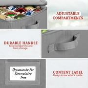 Hold N' Storage Christmas Ornaments Storage Box Polyester with Zipper, up to 64 -3 Ornaments - Gray