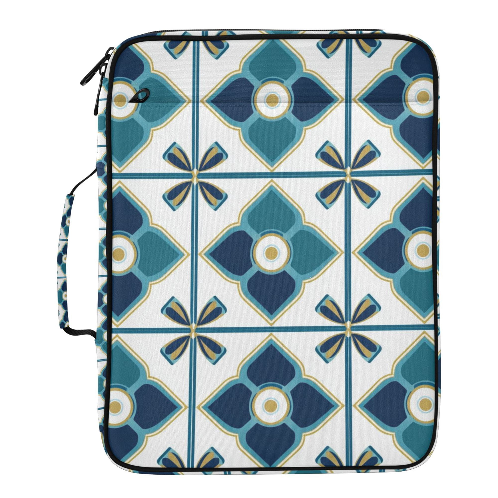 FORMRS Accordion File Folder A4 Size 7-Pocket Expanding Document Organizer Bag with 3 Ring Binder, Blue Mosaic Pattern