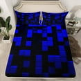 thumbnail image 2 of Feelyou Blue Pixelate Miner Bed Sheets, Stereoscopic Square King Sheets, Chic Honeycomb Abstract Sheet Set, Microfiber Bedroom Decor, 4 Pieces, 2 of 7