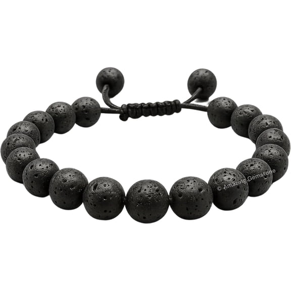 Lava Stone Crystal Bracelet - 8mm Beaded Bracelet and Healing Stones
