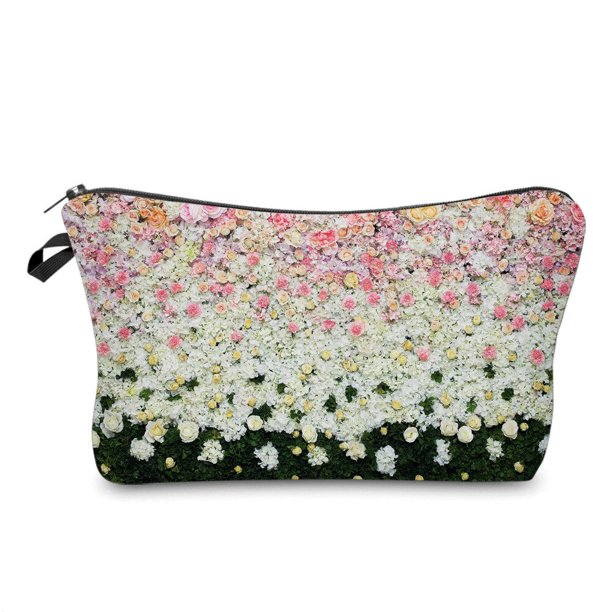 FUDEAM-Bolsa de almacenamiento de poliéster con estampado de rosas para mujer, neceser portátil de viaje, organizador de artículos de tocador, Neceser de maquillaje femenino resistente al agua LIUWENJING unisex