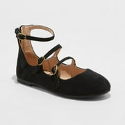 Girls' Valera Strappy Metallic Ballets Flats - Cat & Jack Black 1