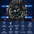 thumbnail image 3 of Men's Analog Sports Watch Military Watch Outdoor LED Stopwatch Digital Electronic Watches Large Dual Display Waterproof Tactical Army Watches for Men, 3 of 9