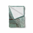 thumbnail image 2 of Retro Soft Flannel Fleece Blanket, Old Gate and Curtain Composition on Checkered Floor Digital Computer Graphics, Cozy Plush for Indoor and Outdoor Use, 50" x 70", Teal Brown White, by Ambesonne, 2 of 6