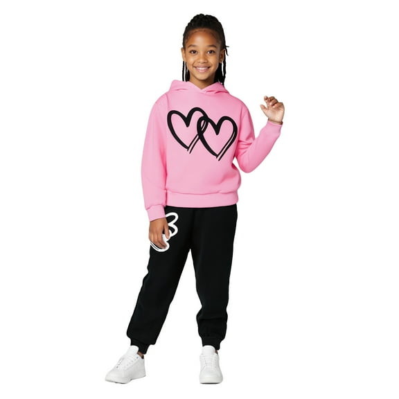 Tracksuit Athletic Sweatsuits Sets 2PC Long Sleeve Printed Hooded Sweatsuits Pullover Sweatpants Joggers Set Fall Clothes Teen Girls Clothes 5-6 Years Boys Girls Fashion