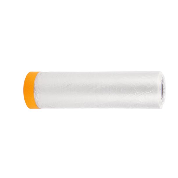 Película de enmascarar pre-tapeada Unique Bargains 1000x240cm / 32.81ftx94.49" 1 Pc Blanco Naranja