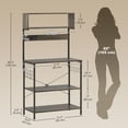 thumbnail image 2 of Distressed Grey Baker's Rack with Power Outlet & USB - Kitchen Microwave Shelf, 60.2" Tall Storage for Living Room, Dining Area, 2 of 7